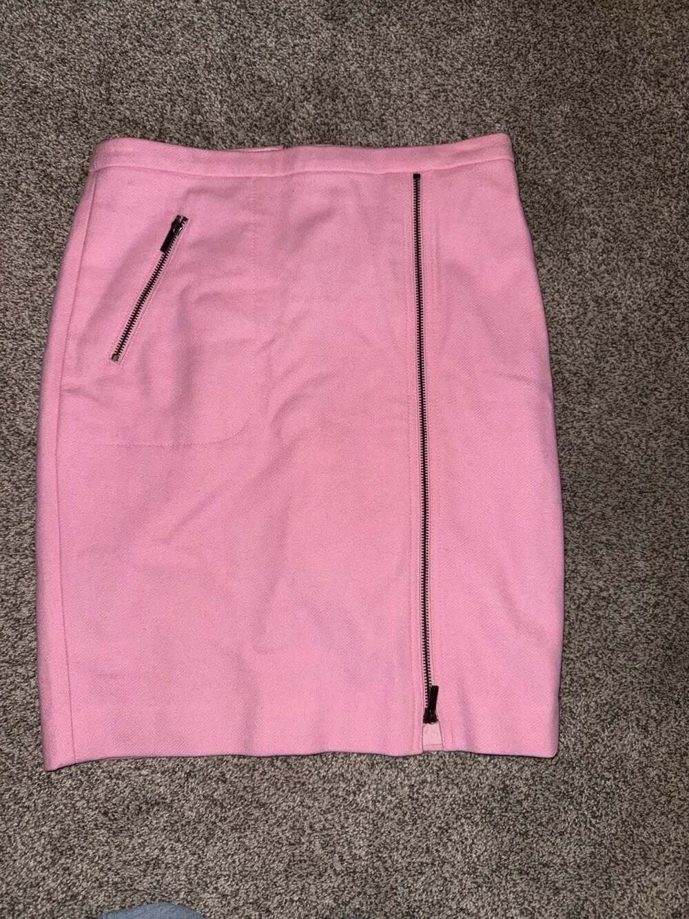 J. Crew The Pencil Skirt Size 4 Pink Wool Moto Zip